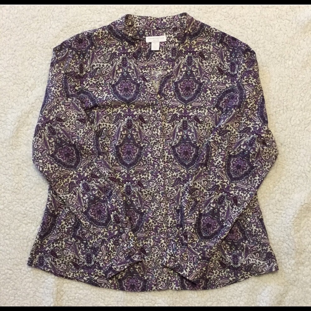 Charter Club Paisley-Print Henley tunic size 8P